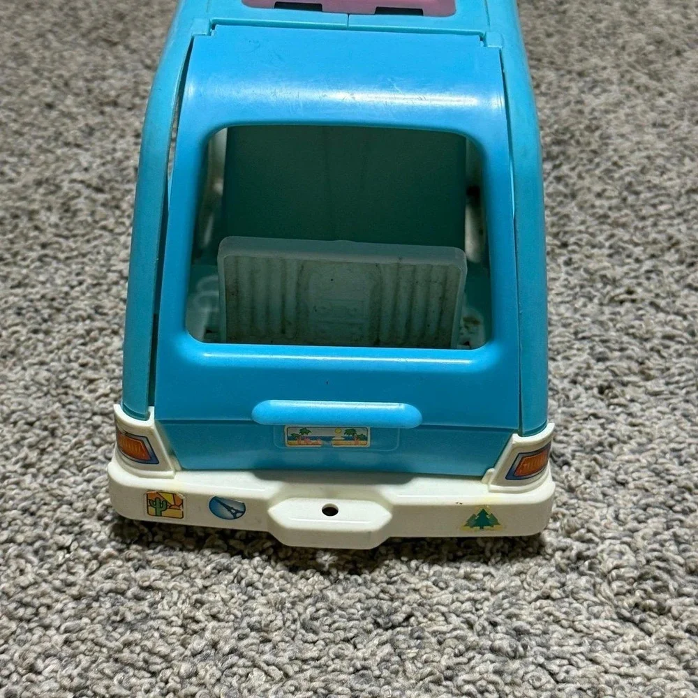 Vintage 1993 Fisher Price Loving Family Minivan Van Blue Pink Dollhouse Vehicle